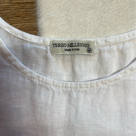 Terzo Millennio White Linen Floral Eyelet Blouse - Picture 5 of 7